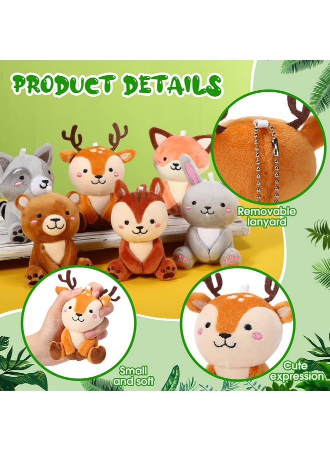 Aoriher 6 Pcs Mini Woodland Animals Plush Toys Bulk 4 Inch Cute Plush Bear Rabbit Squirrel Raccoon Stuffed Keychain For Baby Shower Birthday Party Supplies Table Centerpiece Decors(Regular Style) - Image 3
