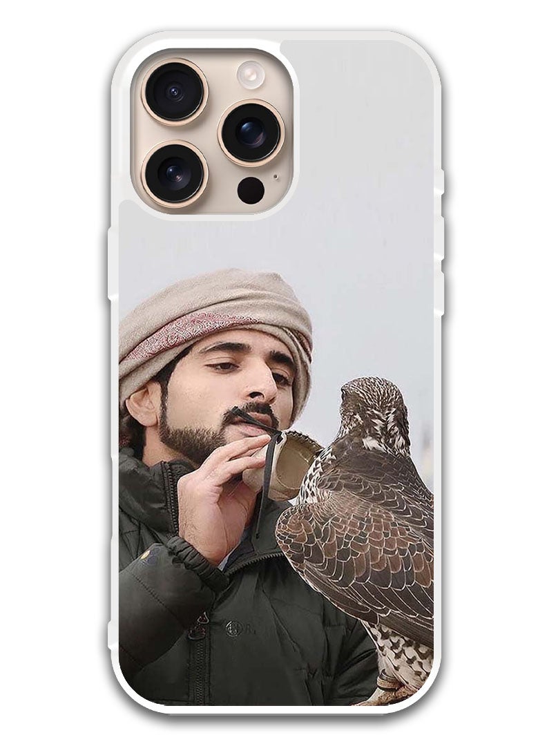 Theodor Protective Case Cover For APPLE IPHONE 16 Pro Sheikh Hamdan Loving His Eagle (White Bumper) - Image 1