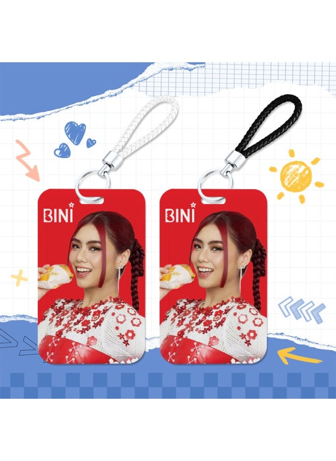 NIBEMINENT 1 - Piece BINI Kpop Photo Card Holder Pendant Key Chain ID Badge Holder ID Card Holder Photo Card Protector for School ID Office ID Access Card for Women Girls 