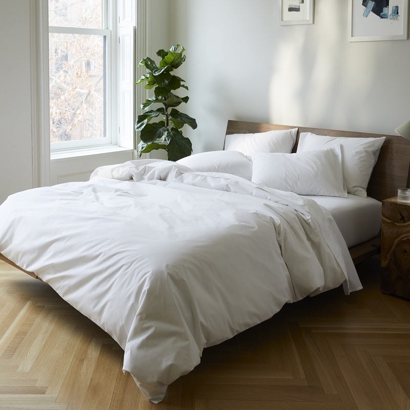 Brooklinen Brooklinen Luxury Sateen Duvet Cover  100 Cotton FullQueen Size in White with ExtraLong Corner Ties and Button Closure  Best FullQueen Duvet Covers 