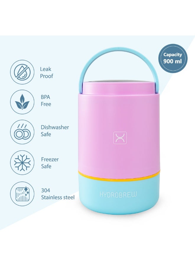Hydrobrew Triple Decker Stainless Steel Lunch Box w/ Spoon-Candy Cloud - Image 3