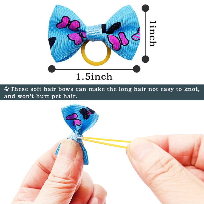PET SHOW 100pcs/50pairs Small Dog Hair Bows Topknot with Rubber Bands Cat Puppy Pets Headdress Grooming Hair Accessories Color Assorted Randomly - Image 4