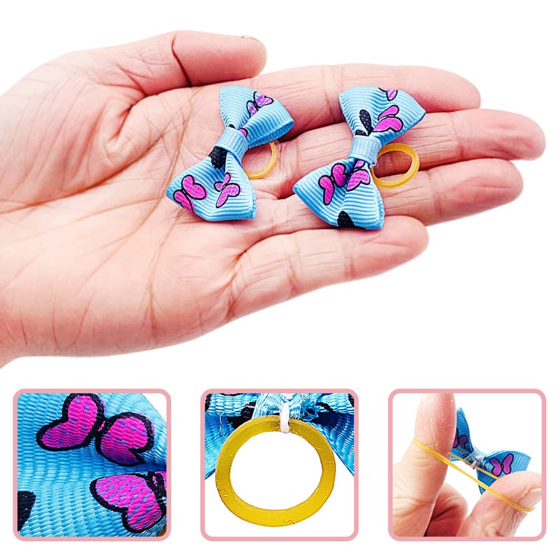 PET SHOW 100pcs/50pairs Small Dog Hair Bows Topknot with Rubber Bands Cat Puppy Pets Headdress Grooming Hair Accessories Color Assorted Randomly - Image 3