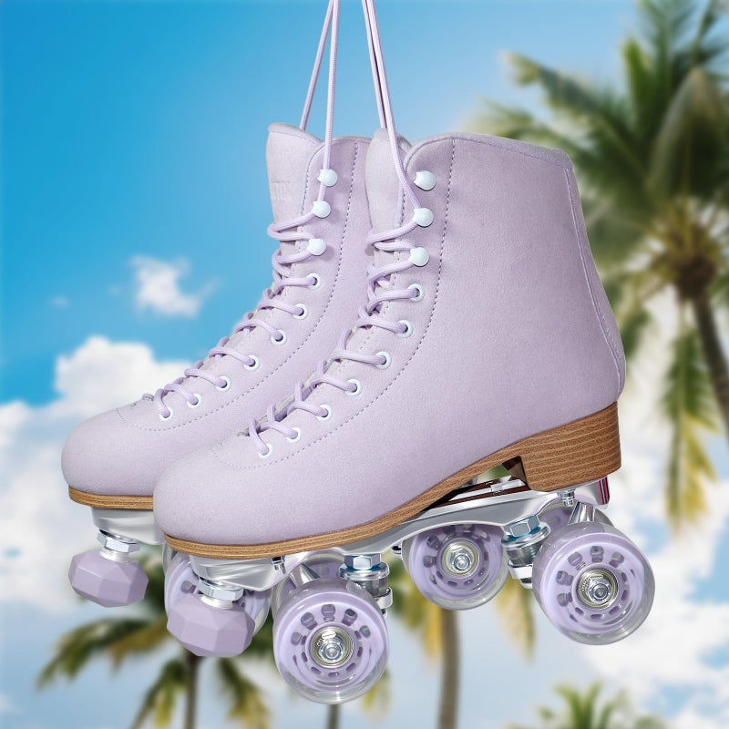 TUOSAMTIN Roller Skates for Women or Men with Height Adjustable Rubber Stoppers Retro Suede Quad Roller Skates for Outdoor and Indoor (Purple, 8) - Image 5