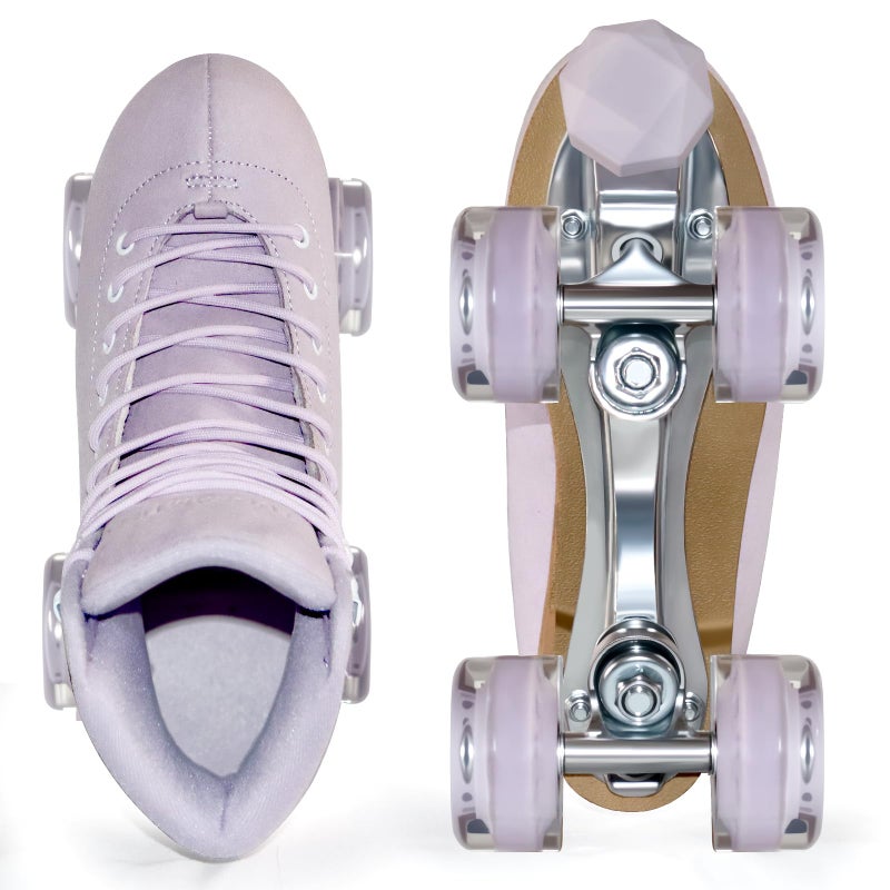 TUOSAMTIN Roller Skates for Women or Men with Height Adjustable Rubber Stoppers Retro Suede Quad Roller Skates for Outdoor and Indoor (Purple, 8) - Image 3