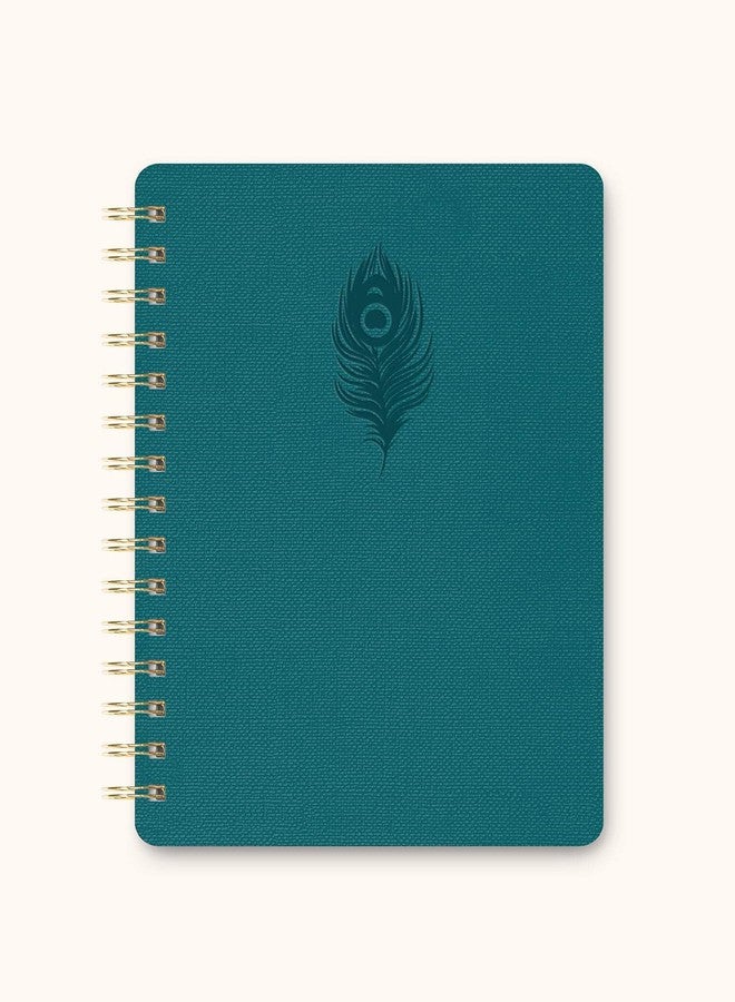 Studio Oh! Feather (Peacock Blue) Agatha Notebook - Journaling Notebooks for Home Use & Work - 208 Lined Pages Notebook for Productivity Planner - Spiral Notebooks for Work with Wire-O Binding - Image 1