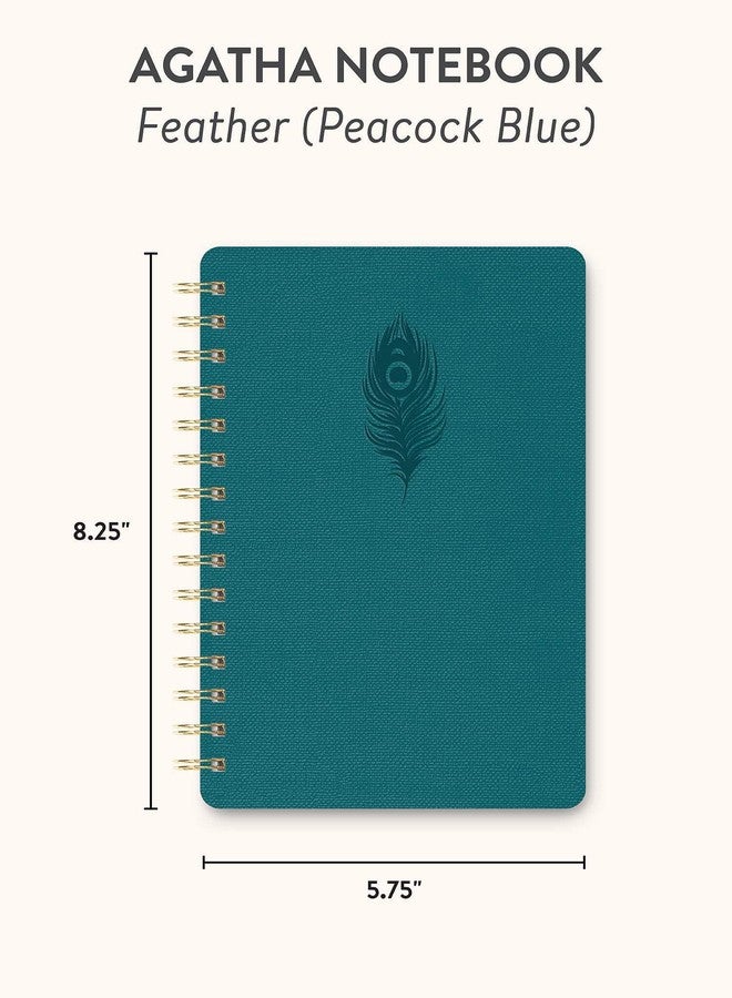 Studio Oh! Feather (Peacock Blue) Agatha Notebook - Journaling Notebooks for Home Use & Work - 208 Lined Pages Notebook for Productivity Planner - Spiral Notebooks for Work with Wire-O Binding - Image 4