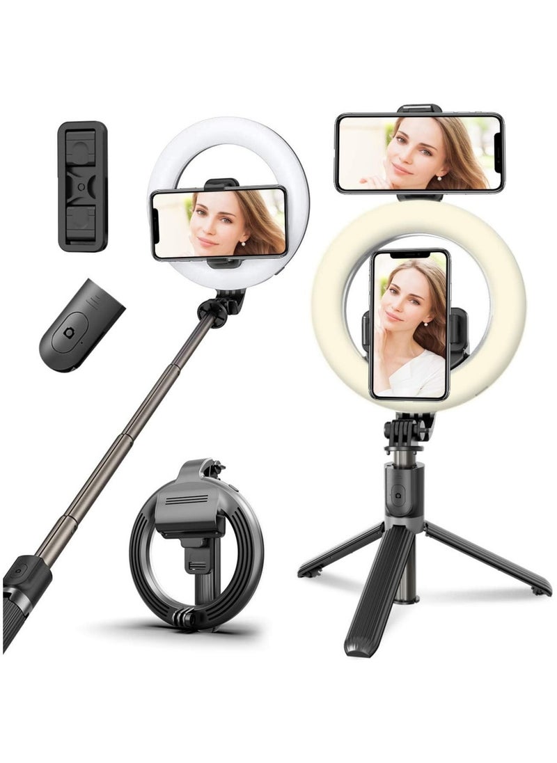 ELTRAZONE Selfie Ring Light Tripod Bluetooth Selfie Stick,Cell Phone Holder LED Selfie Light Stand for Live Stream Photography  - Image 1