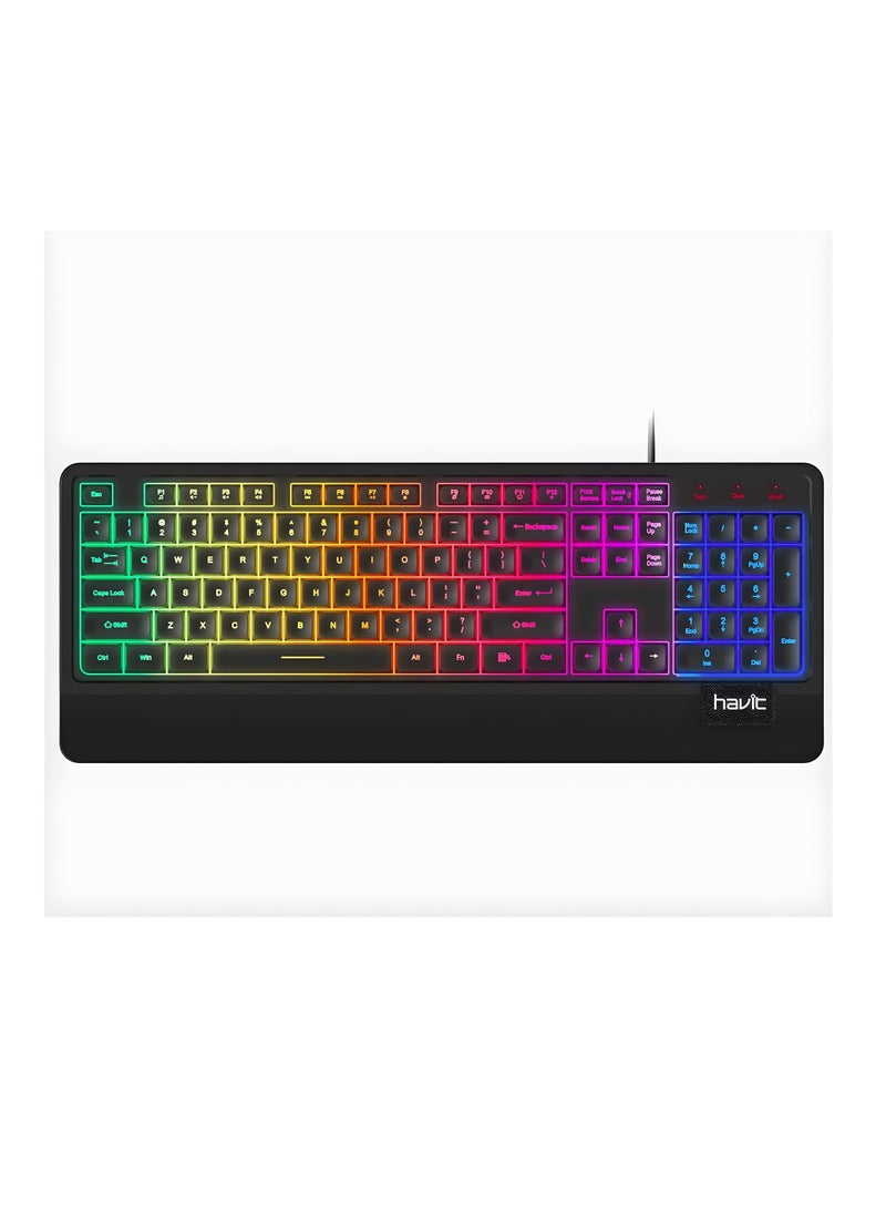 Havit KB488L Mechanical Keyboard – RGB Backlight, Durable Keys, USB Connection,    Cable Length 1500 mm -Black