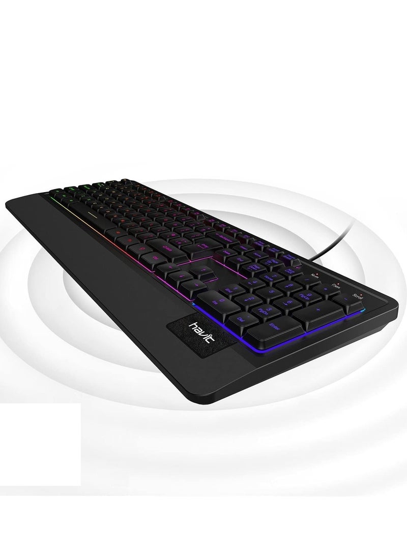 Havit KB488L Mechanical Keyboard – RGB Backlight, Durable Keys, USB Connection,    Cable Length 1500 mm -Black