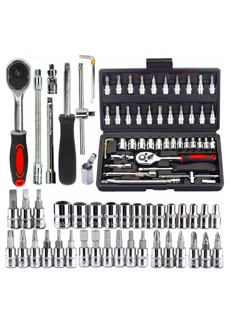 Sharpdo Auto Repair Tools 46-piece Set, Precision Hardware Repair Opening Set, Household Labor-saving Ratchet Wrench Tool Set, Suitable for Home/Repair Shop - Image 1