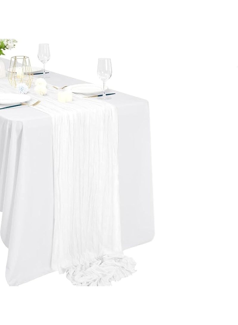Peachjoy مفرش طاولة من قماش الجبن، 10 أقدام × 35 بوصة، مفرش طاولة ريفي مزخرف لحفلات الزفاف، مركز طاولة عتيق، قماش طاولة، لاستقبال حفلات الزفاف، حفلات الشاي، أعياد الميلاد (عبوة واحدة بيضاء) - Image 1