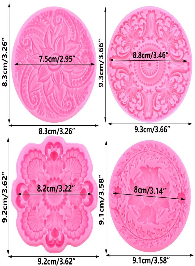 Mujiang Baroque Fondant Molds Embossed Flower Lace Silicone Molds Flower Wreath Garlands Chocolate Mold For Cake Decorating Gum Paste Candy Polymer Clay Set Of 4 - Image 2