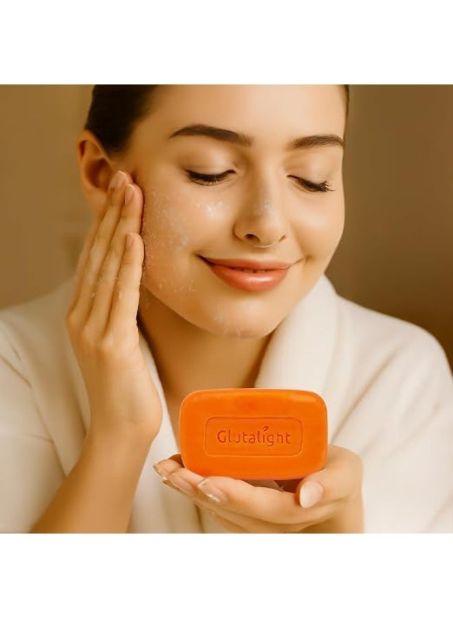 Glutalight Papaya Soap | Glutathione & Papaya Extract | Body Tan Removal Soap | Fades Pigmentation & Dark Spots | Exfoliate Dead Skin Cells | Bathing Soap for Face & Body | Soap For Bath - Pack of 1 - Image 2