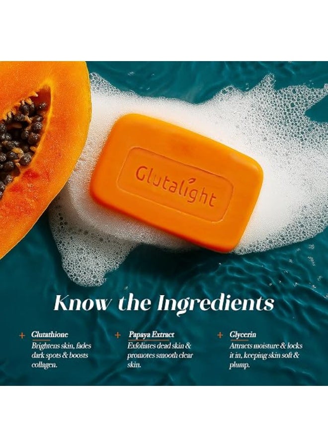 Glutalight Papaya Soap | Glutathione & Papaya Extract | Body Tan Removal Soap | Fades Pigmentation & Dark Spots | Exfoliate Dead Skin Cells | Bathing Soap for Face & Body | Soap For Bath - Pack of 1 - Image 5