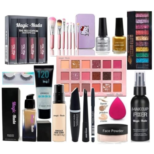 MagicHuda Magic Huda All in 1 Makeup Product Combo Kit And Makeup Kit Waterproof Makeup, Bridal Makeup, Smudge Proof Party Set For Women & Girls (Set Of 16), Professional Makeup Kit. - Image 1
