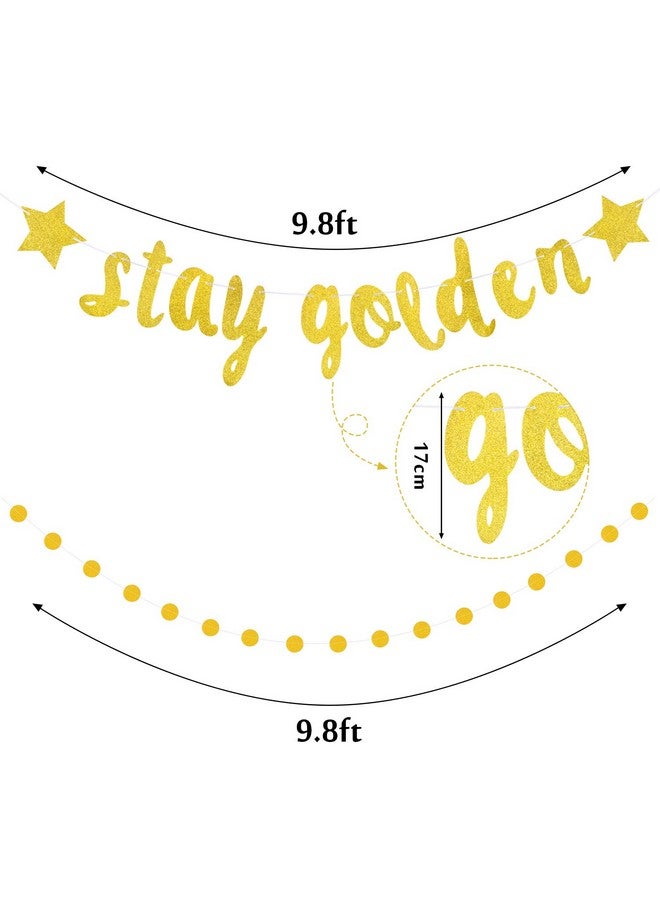 Boao 2 Pieces Stay Golden Banner Golden Birthday Party Decor Glitter Gold Lucky Birthday Banner Circle Dot Hanging Garland for Baby Shower Party Decoration Supplies - Image 2