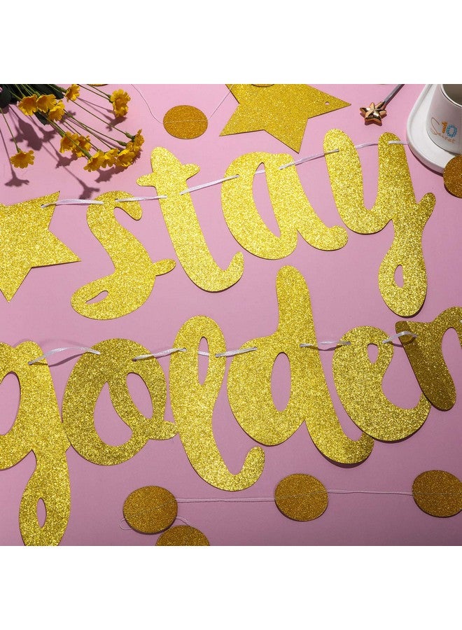 Boao 2 Pieces Stay Golden Banner Golden Birthday Party Decor Glitter Gold Lucky Birthday Banner Circle Dot Hanging Garland for Baby Shower Party Decoration Supplies - Image 4