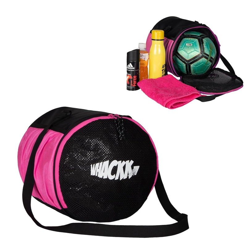 WHACKK Kick Soccer Black Pink Football Equipment Bags|Basketball Volleyball Bags |Adjustable Strap Backpack |Ball Bag |Kitbag - Made in India - Image 1