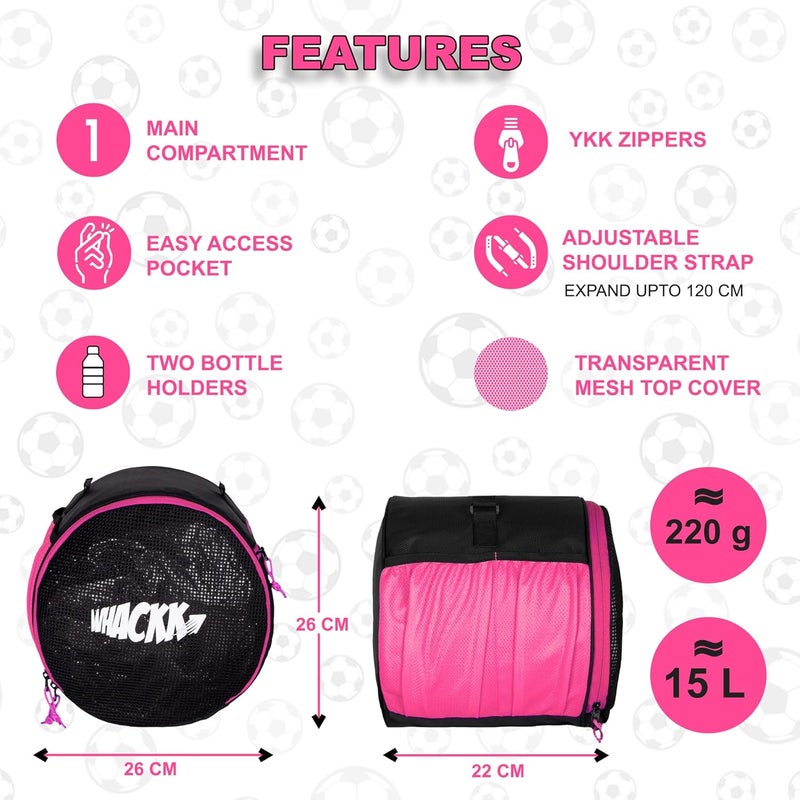 WHACKK Kick Soccer Black Pink Football Equipment Bags|Basketball Volleyball Bags |Adjustable Strap Backpack |Ball Bag |Kitbag - Made in India - Image 2