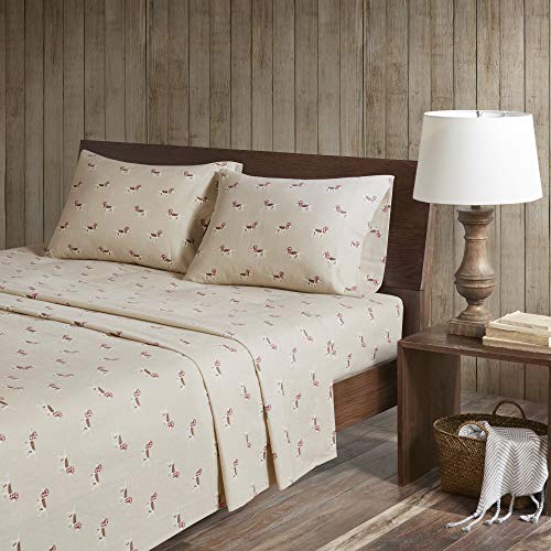 Woolrich John Rich & Bros. Woolrich Cotton Sheet Set Cottage Charms Print, 100% Cotton Flannel Sheets Warm & Fuzzy Bedding Set Twin Size Sheets, Fitted Pocket Fits Up to 12" Mattress, Twin Tan Dog, 3 Piece - Image 2