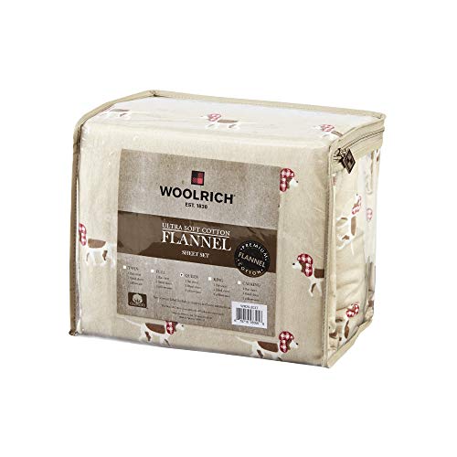 Woolrich John Rich & Bros. Woolrich Cotton Sheet Set Cottage Charms Print, 100% Cotton Flannel Sheets Warm & Fuzzy Bedding Set Twin Size Sheets, Fitted Pocket Fits Up to 12" Mattress, Twin Tan Dog, 3 Piece - Image 5