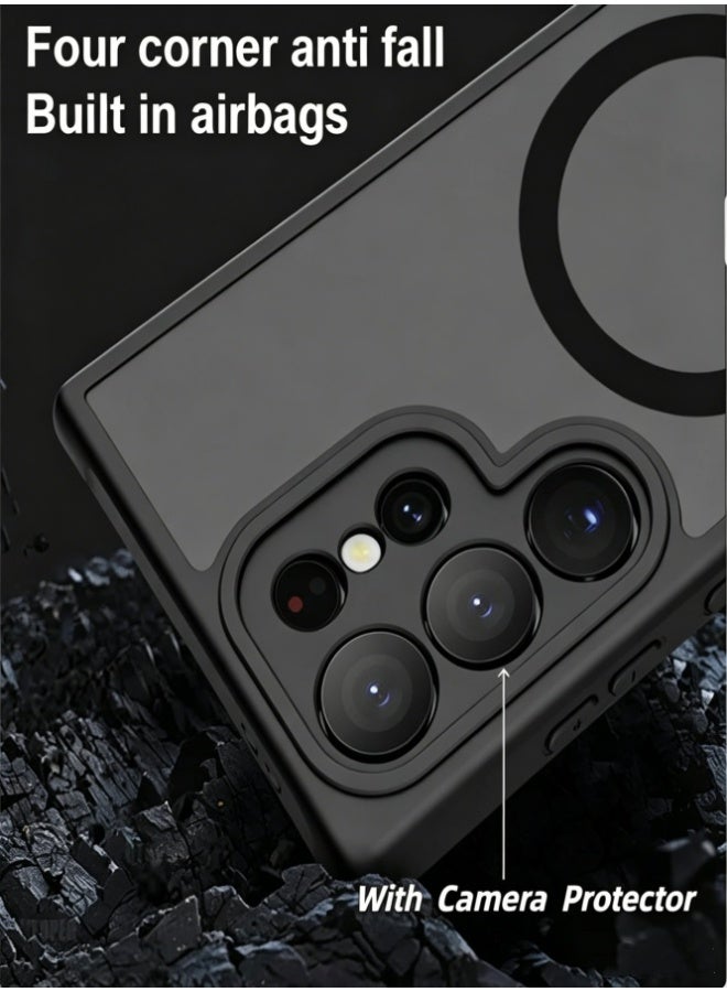 Hirospace for Samsung S24 Ultra Case, Compatible with MagSafe, Magnetic Translucent Matte Back Shockproof Cover with Strong Magnet, Slim Thin Full Protection Phone Case for Galaxy S24 Ultra 5G (Black) - Image 3