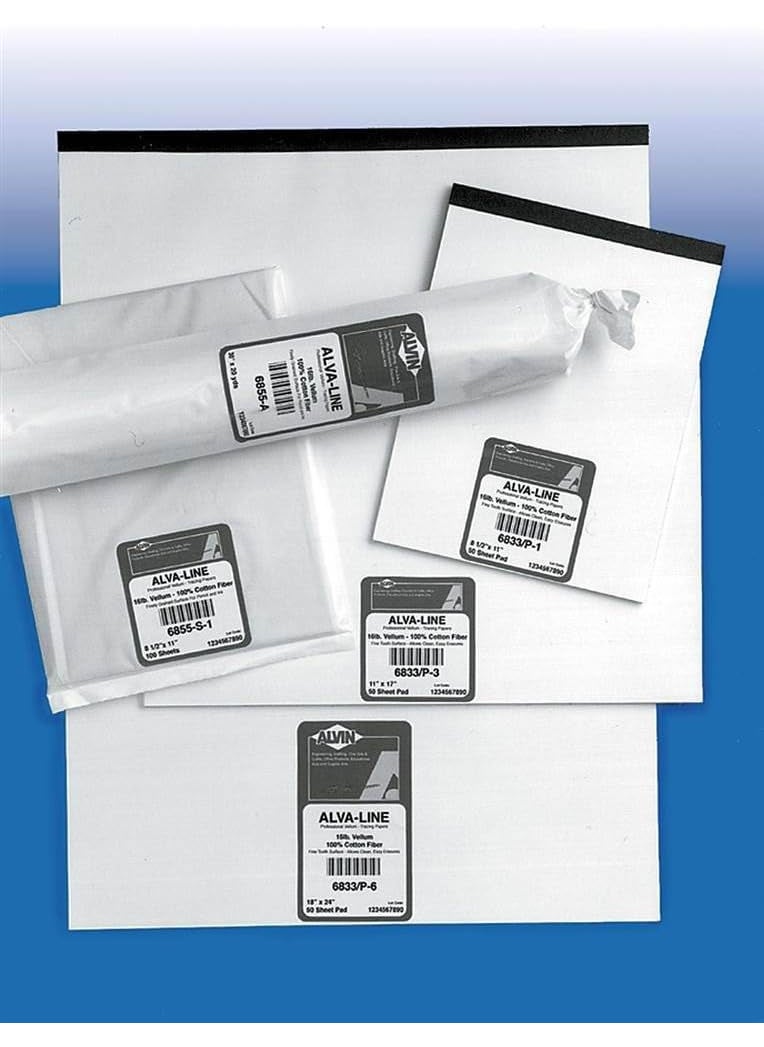 Alvin Alvin AlvaLine 6855B 100 Rag Vellum Tracing Paper Roll  36yd x 20yd 