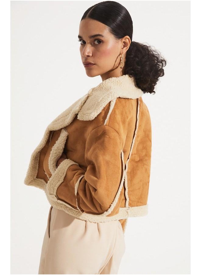 JUNE - June Furry Coat Tan - Image 1
