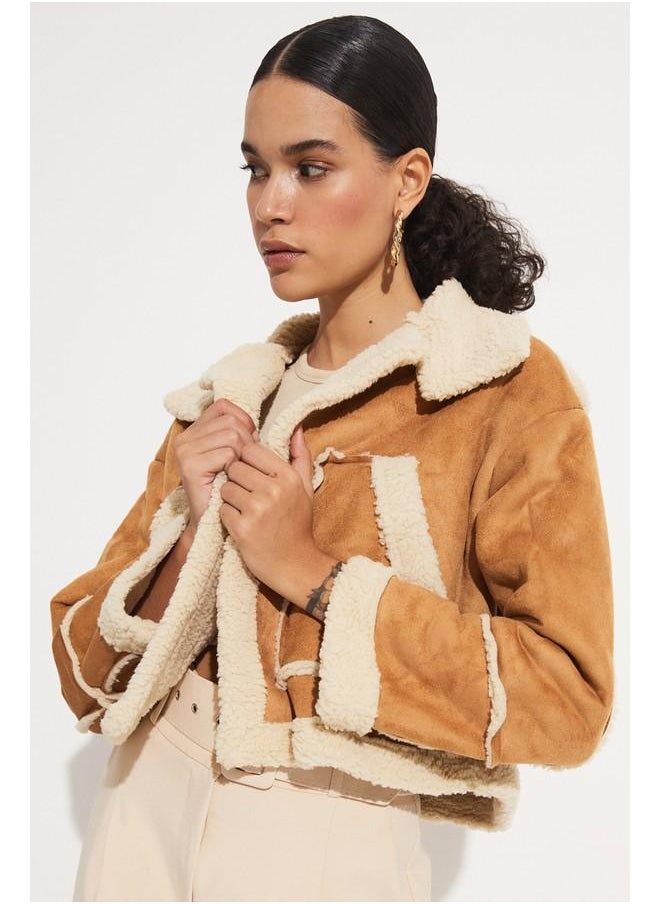 JUNE - June Furry Coat Tan - Image 1