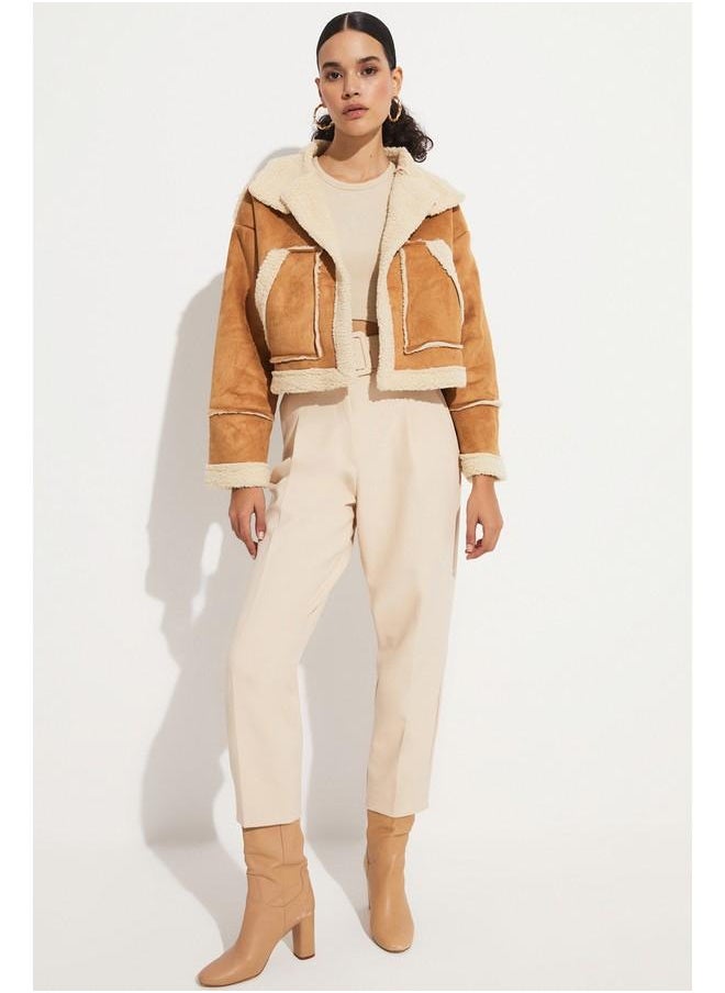 JUNE - June Furry Coat Tan - Image 1