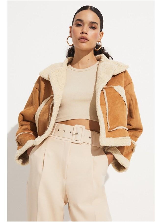 JUNE - June Furry Coat Tan - Image 1