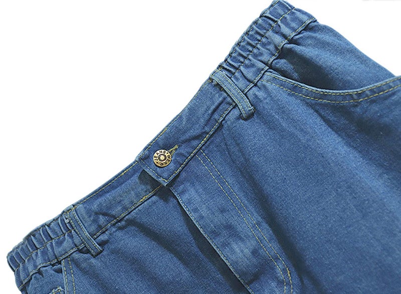 CHARTOU Women's Summer Casual Elastic Waist Pockets Work Midi Denim A Line Skirt (X-Large,Blue) - Image 3