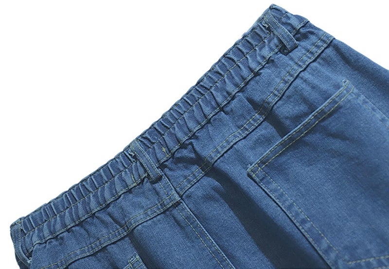 CHARTOU Women's Summer Casual Elastic Waist Pockets Work Midi Denim A Line Skirt (X-Large,Blue) - Image 4