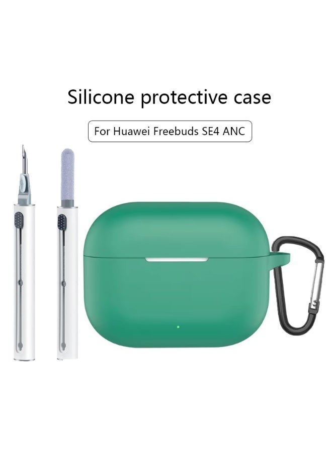 Case for Huawei FreeBuds SE4 ANC Earbuds,Soft Silicone Protective Cover with Carabiner, Shockproof with cleaning tools(Green) - Image 1