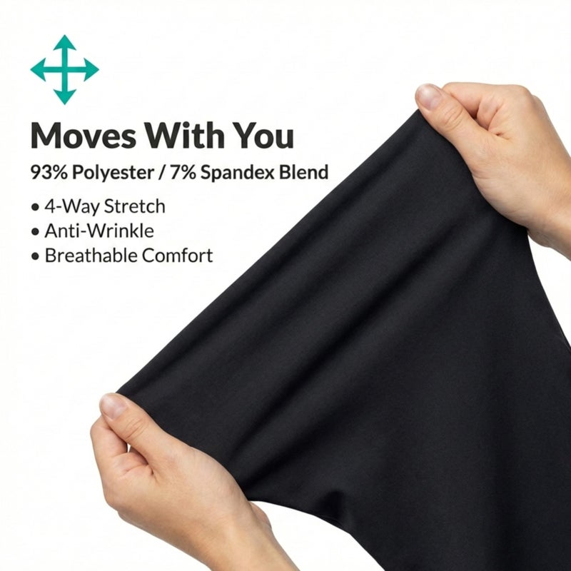 MediChic Straight Leg Scrub Pants for Women, Anti-Wrinkle Women's Medical Scrub Pants, 6 Pockets, 4-Way Stretch, Elastic Waistband with Drawstring, for Doctors, Nurses, and Surgeons, Black - Image 3