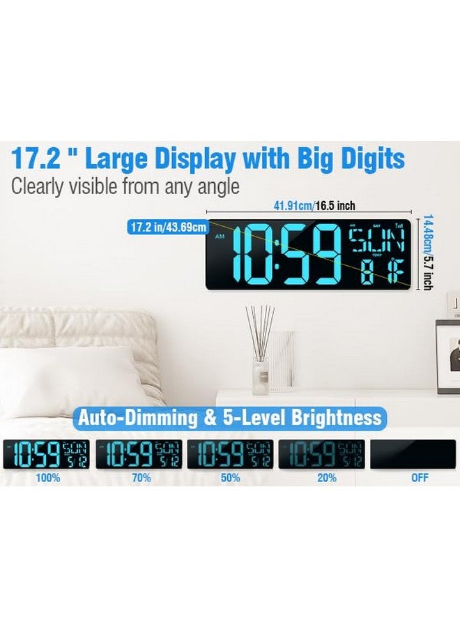 TXL 17.2" Large Digital Wall Clock Bluetooth Sync Time, LED Wall Clock with Date and Temperature, Count Up/Down Timer Clock with Remote Control, Adjustable Brightness Alarm Clock - Image 5
