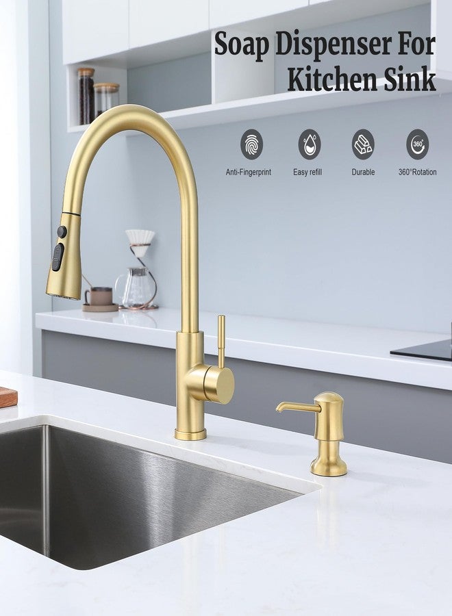 Ultimate Unicorn Brushed Gold Sink Soap Dispenser for Kitchen Sink (Gold Brushed),Dish & Hand Liquid Soap Dispenser，Built-in & Refill from Top Type - Image 2