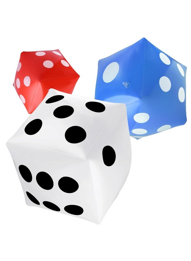 Blulu 3 Pack Large Inflatable Dice Jumbo Giant Inflatable Dice for Indoor Outdoor Broad Game Ludo Pool Party Favor(20 Inch,White, Red, Blue) - Image 1