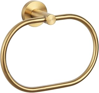 APLusee Bath Towel Ring Brushed Gold,  304 Stainless Steel Swivel Hand Towel Holder Dry Rack Near The Sink, Modern - Image 1