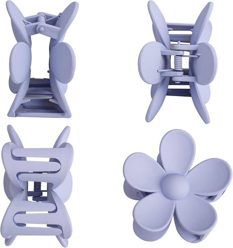 Messen 12 Pieces Flower Claw Clips Large Jaw Clip for Women Girls Thick Hair 12 Colors Matte Big Hair Claw Clip Non Slip Strong Hold Hair Catch Clamps Barrettes Headwear Accessories for Thin Hair - Image 3