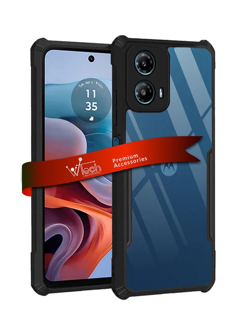 Wtech Motorola Moto G34 5G 2023 / Moto G45 5G 2024 Hybrid TPU Silicone with Raised Armour Bumpers Slim Case Cover - Black - Image 1