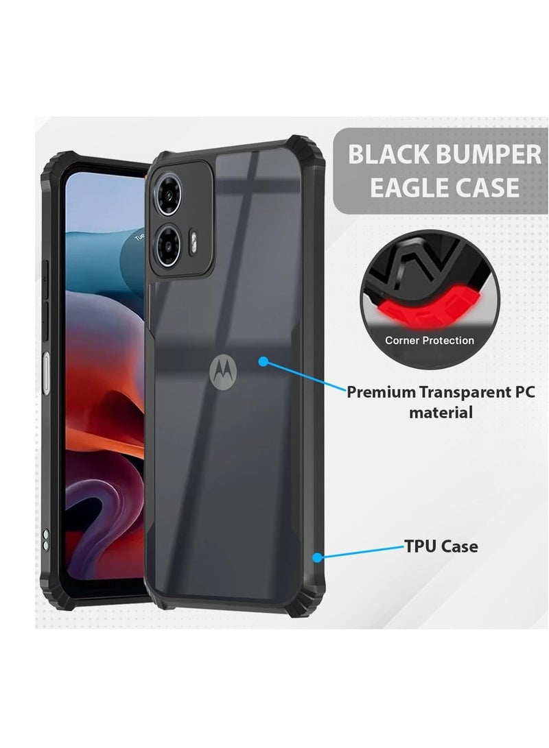 Wtech Motorola Moto G34 5G 2023 / Moto G45 5G 2024 Hybrid TPU Silicone with Raised Armour Bumpers Slim Case Cover - Black - Image 2