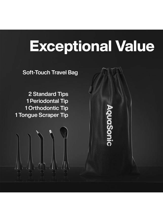 Aquasonic Aqua Flosser - Professional Rechargeable Water Flosser with 5 Tips - Oral Irrigator w/ 3 Modes - Portable & Cordless Flosser - Kids and Braces - Dentist Recommended (Black) - Image 5