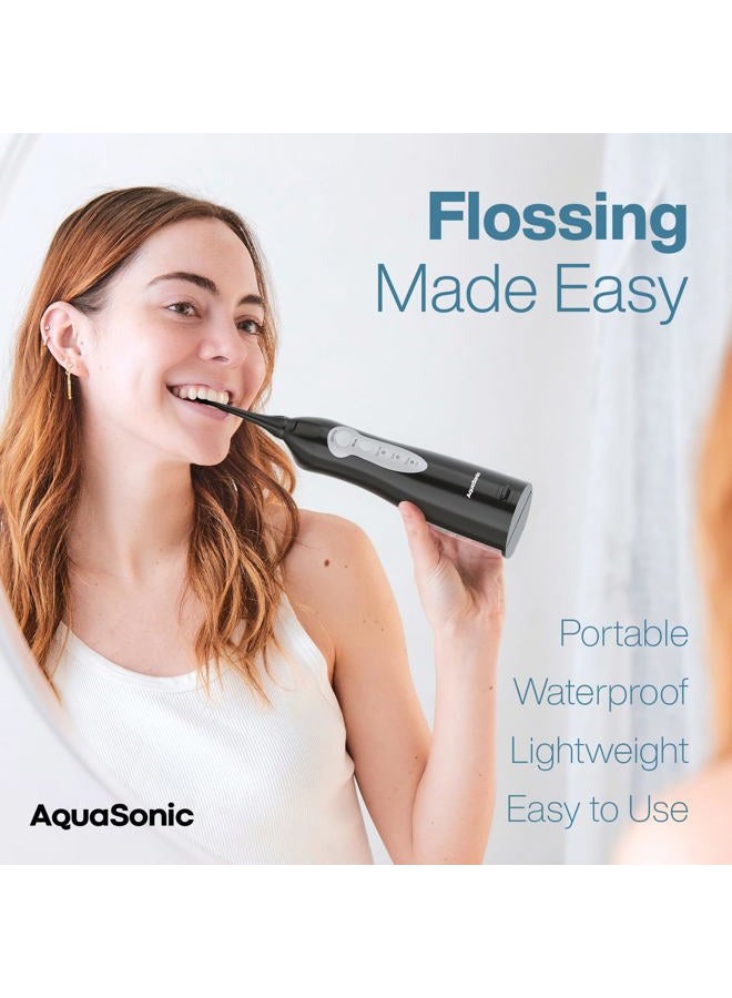 Aquasonic Aqua Flosser - Professional Rechargeable Water Flosser with 5 Tips - Oral Irrigator w/ 3 Modes - Portable & Cordless Flosser - Kids and Braces - Dentist Recommended (Black) - Image 2