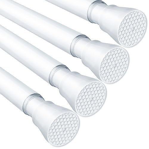 MEXAU 4 Pack White Tension Curtain Rod for Windows 30 To 64 Inch White Tension Rod 7/8" Adjustable Spring Curtain Rod No Drilling Tension Shower Curtain Rods for Closet Doorways - Image 1