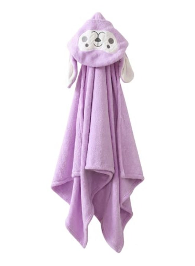 Baby Hooded Towel, Soft Absorbent Design with Animal Ears, Purple