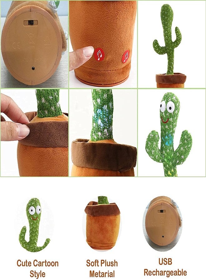 PAXCOO Dancing Cactus Baby Toy 6 Months Talking Singing Repeater Speaks After Intelligent Children's Toy Interactive Children's Talking Cuddly Toy Contains 120 Songs, Perfect for Kids Gift. - Image 3