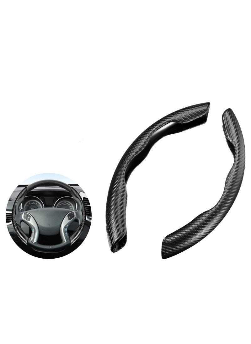 Sweet seven Carbon Fiber Steering Wheel Cover - Non-Slip Universal Fit for Men and Women - Enhance Safety and Style - Black Car Wheel Protector Accessory  - Image 1