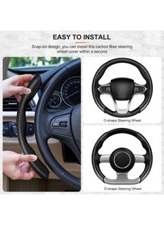 Sweet seven Carbon Fiber Steering Wheel Cover - Non-Slip Universal Fit for Men and Women - Enhance Safety and Style - Black Car Wheel Protector Accessory  - Image 2